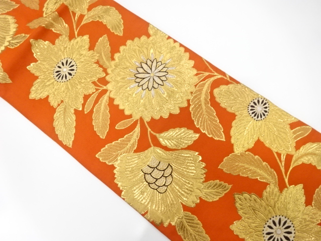 アンティーク　花更紗模様織り出し名古屋帯（着用可）